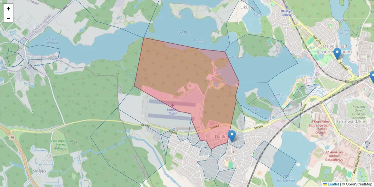 Szczegółowa mapa kodu pocztowego 10-802 z granicami, sąsiednimi kodami pocztowymi i urzędami pocztowymi