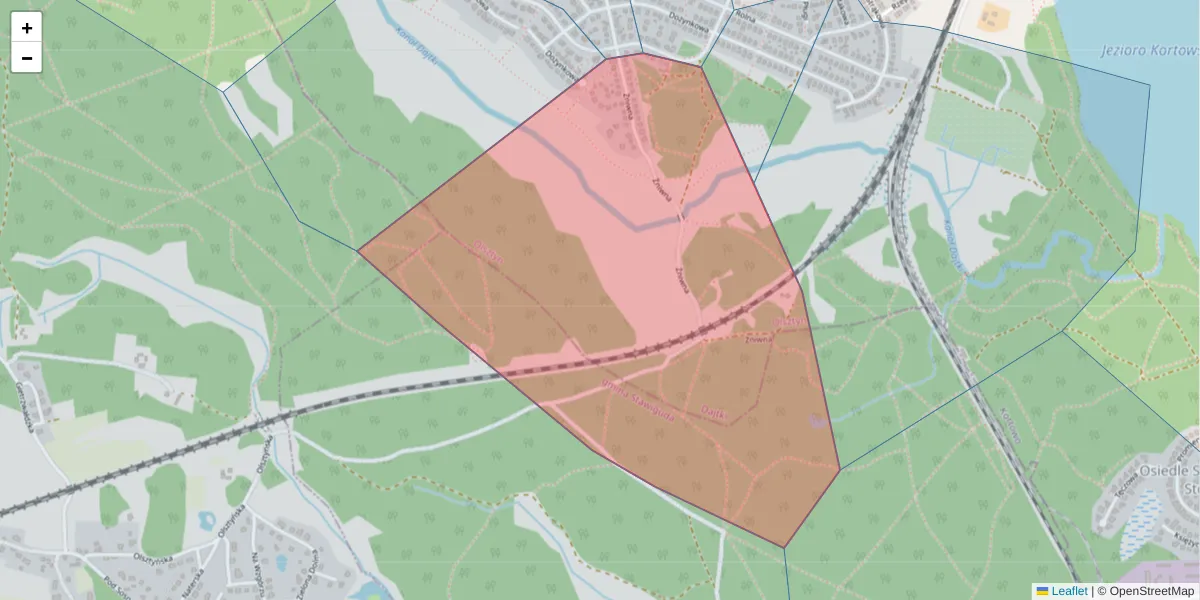 Szczegółowa mapa kodu pocztowego 10-811 z granicami, sąsiednimi kodami pocztowymi i urzędami pocztowymi