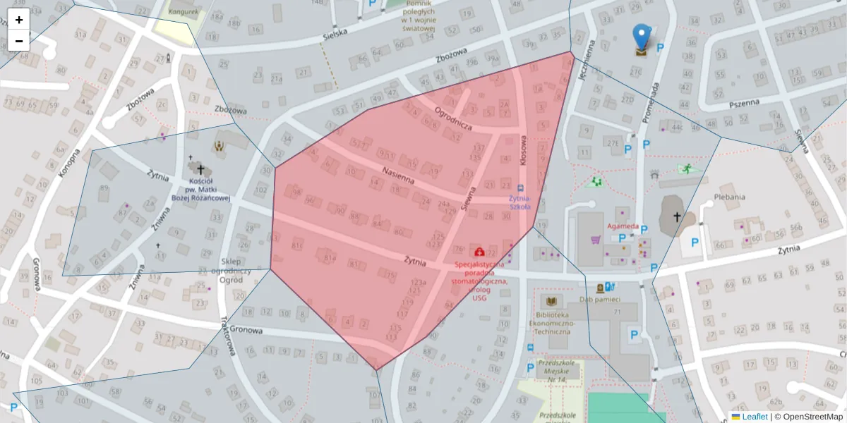 Szczegółowa mapa kodu pocztowego 10-817 z granicami, sąsiednimi kodami pocztowymi i urzędami pocztowymi