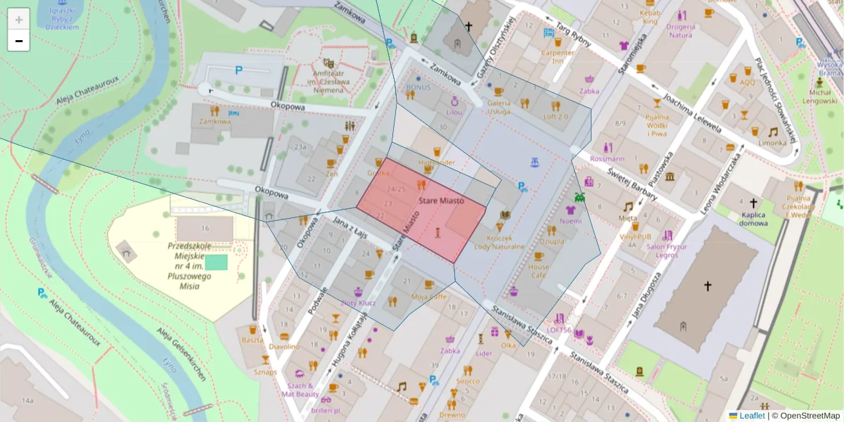 Szczegółowa mapa kodu pocztowego 11-026 z granicami, sąsiednimi kodami pocztowymi i urzędami pocztowymi