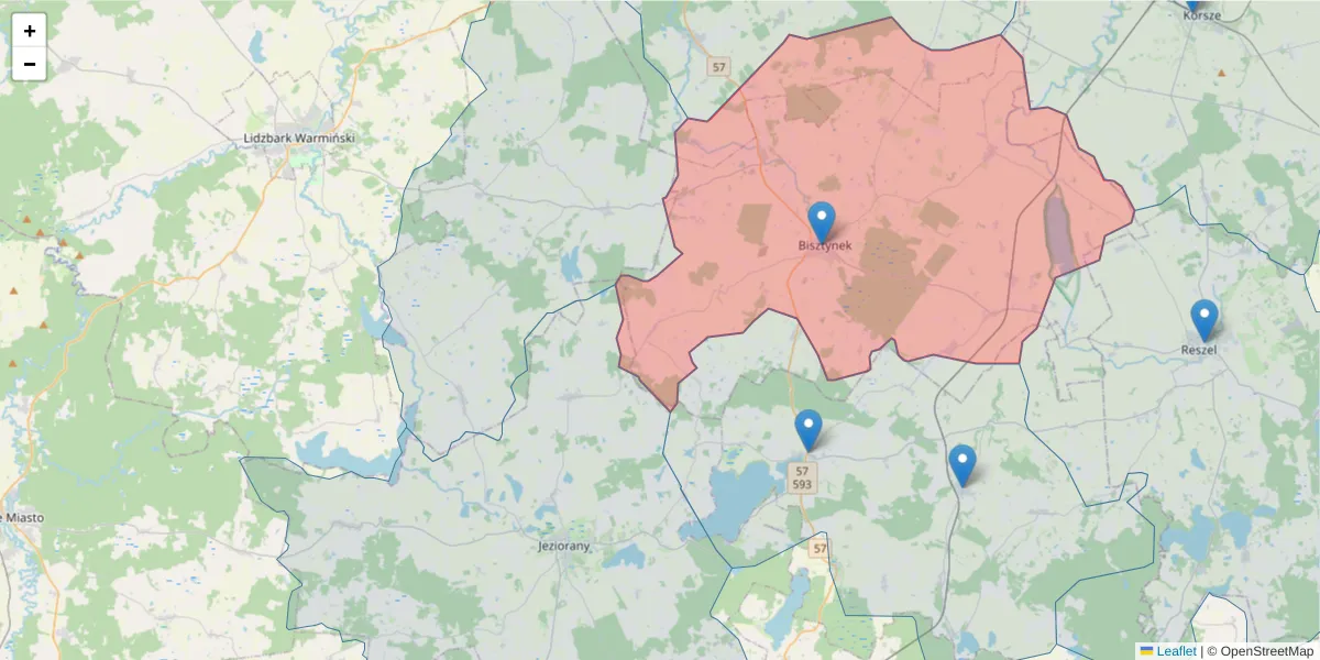 Szczegółowa mapa kodu pocztowego 11-230 z granicami, sąsiednimi kodami pocztowymi i urzędami pocztowymi