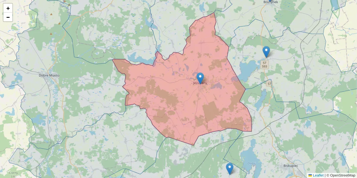 Szczegółowa mapa kodu pocztowego 11-320 z granicami, sąsiednimi kodami pocztowymi i urzędami pocztowymi