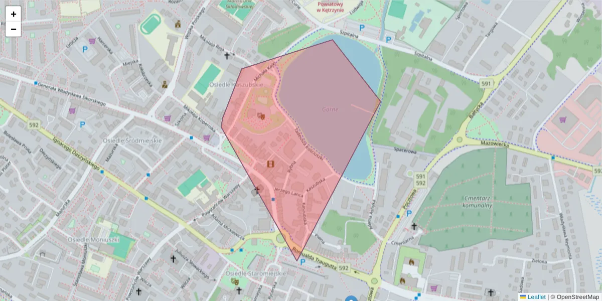 Szczegółowa mapa kodu pocztowego 11-401 z granicami, sąsiednimi kodami pocztowymi i urzędami pocztowymi
