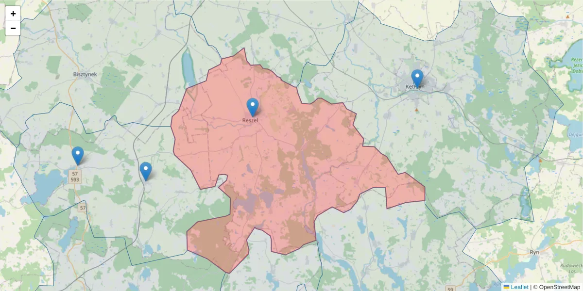 Szczegółowa mapa kodu pocztowego 11-440 z granicami, sąsiednimi kodami pocztowymi i urzędami pocztowymi