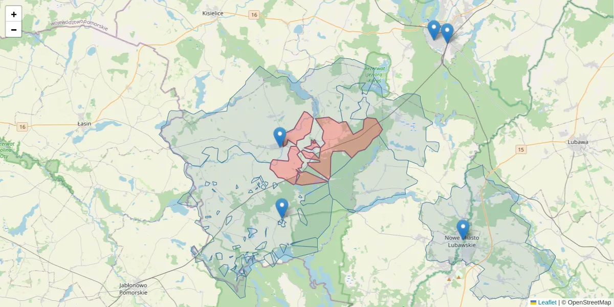 Szczegółowa mapa kodu pocztowego 13-330 z granicami, sąsiednimi kodami pocztowymi i urzędami pocztowymi