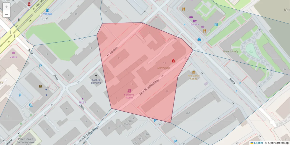 Szczegółowa mapa kodu pocztowego 15-013 z granicami, sąsiednimi kodami pocztowymi i urzędami pocztowymi