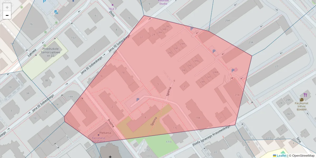 Szczegółowa mapa kodu pocztowego 15-019 z granicami, sąsiednimi kodami pocztowymi i urzędami pocztowymi