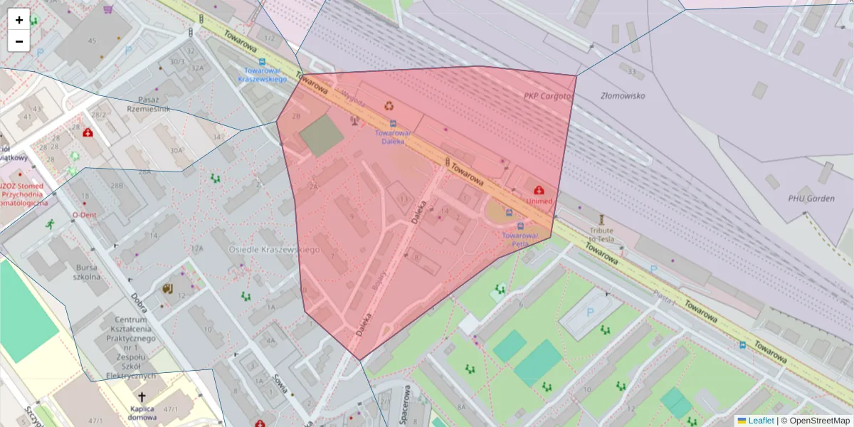 Szczegółowa mapa kodu pocztowego 15-037 z granicami, sąsiednimi kodami pocztowymi i urzędami pocztowymi