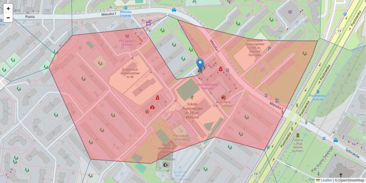 Szczegółowa mapa kodu pocztowego 15-054 z granicami, sąsiednimi kodami pocztowymi i urzędami pocztowymi