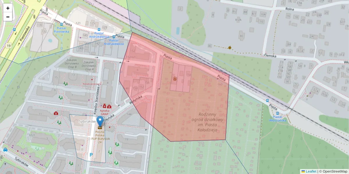 Szczegółowa mapa kodu pocztowego 15-055 z granicami, sąsiednimi kodami pocztowymi i urzędami pocztowymi