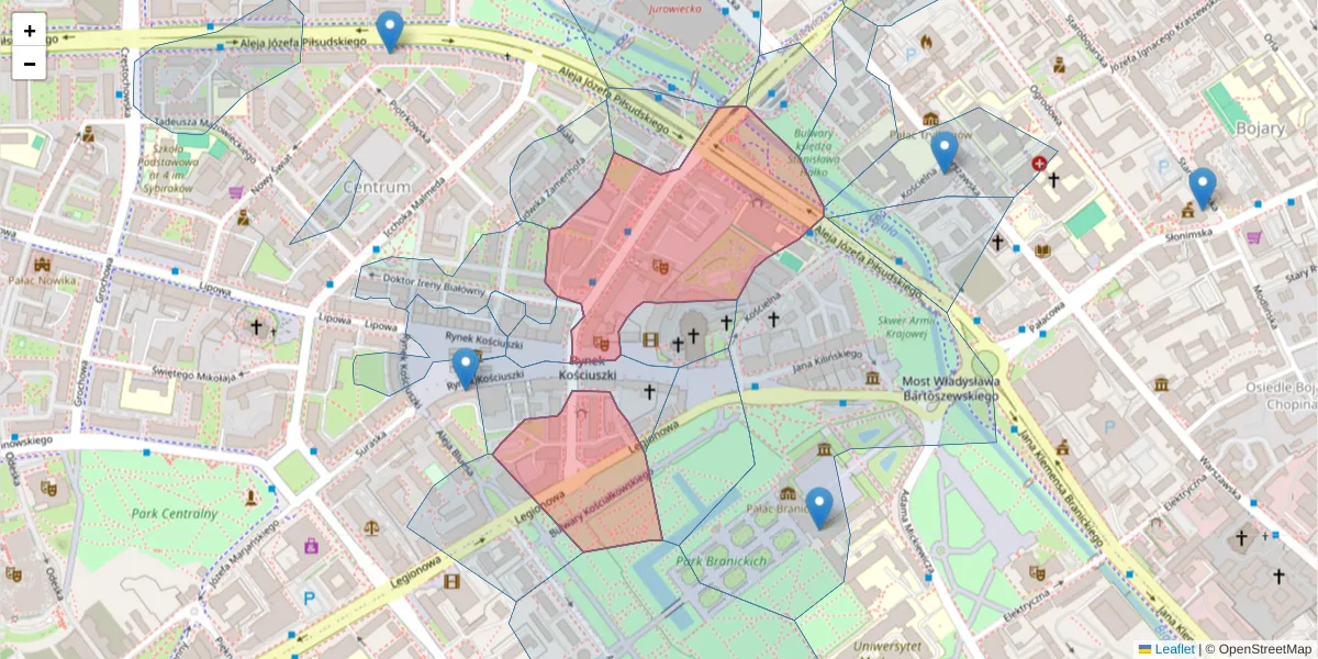Szczegółowa mapa kodu pocztowego 15-092 z granicami, sąsiednimi kodami pocztowymi i urzędami pocztowymi