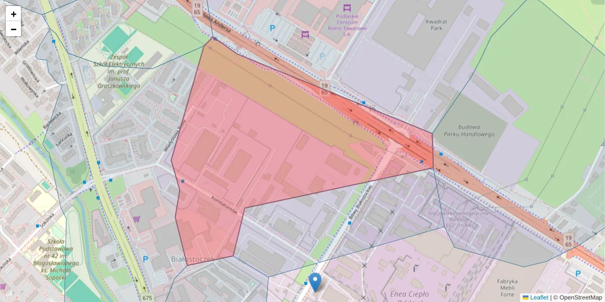 Szczegółowa mapa kodu pocztowego 15-110 z granicami, sąsiednimi kodami pocztowymi i urzędami pocztowymi