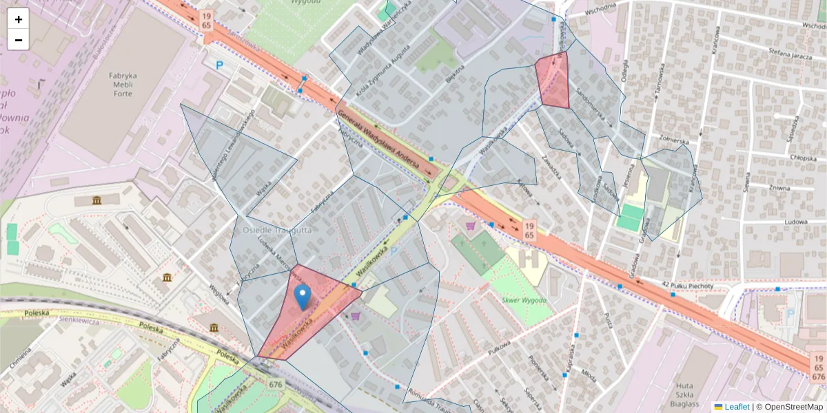 Szczegółowa mapa kodu pocztowego 15-117 z granicami, sąsiednimi kodami pocztowymi i urzędami pocztowymi