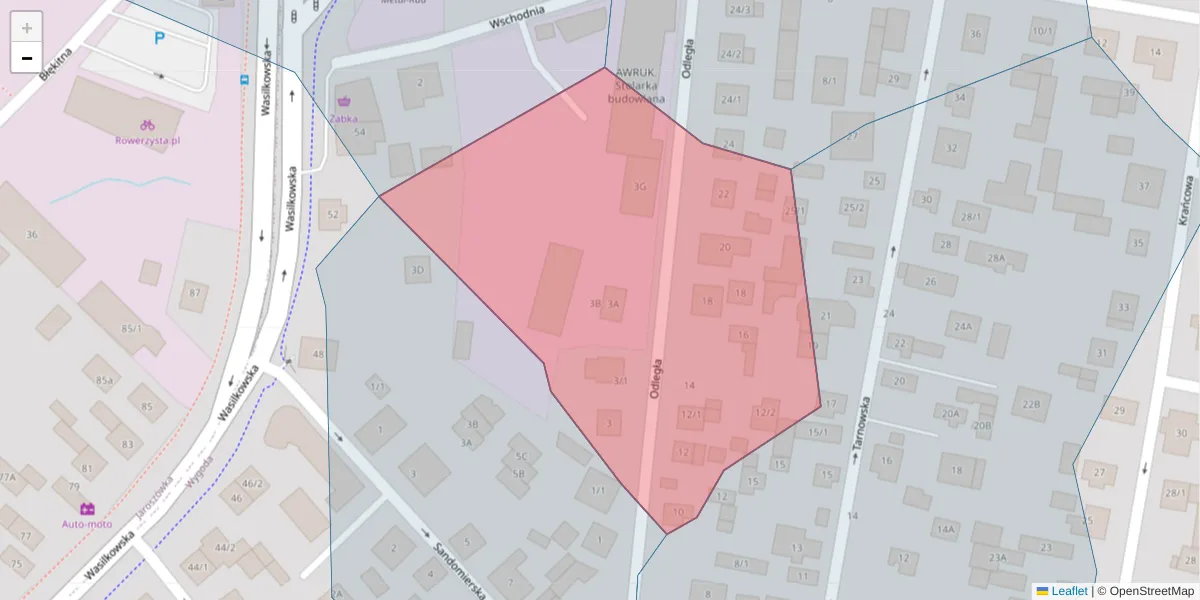 Szczegółowa mapa kodu pocztowego 15-152 z granicami, sąsiednimi kodami pocztowymi i urzędami pocztowymi
