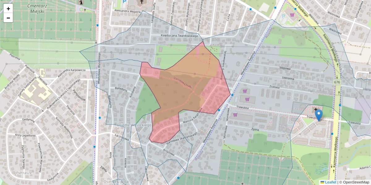 Szczegółowa mapa kodu pocztowego 15-162 z granicami, sąsiednimi kodami pocztowymi i urzędami pocztowymi