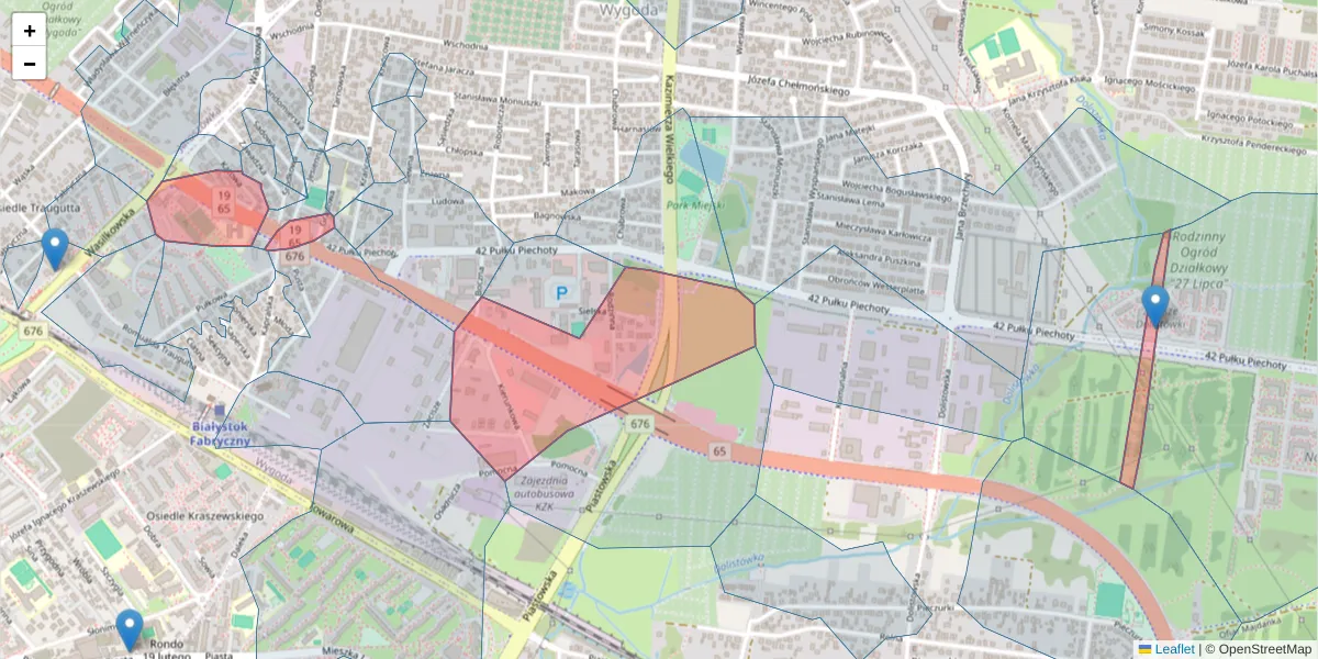 Szczegółowa mapa kodu pocztowego 15-182 z granicami, sąsiednimi kodami pocztowymi i urzędami pocztowymi
