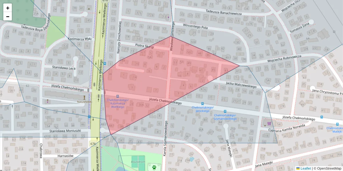 Szczegółowa mapa kodu pocztowego 15-191 z granicami, sąsiednimi kodami pocztowymi i urzędami pocztowymi