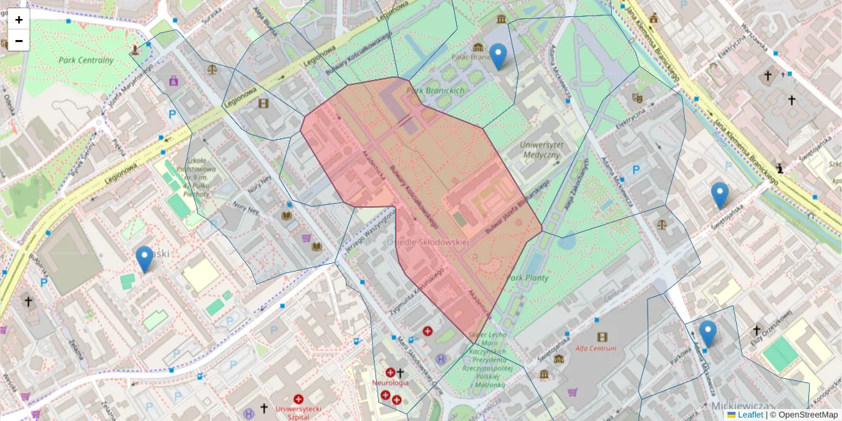 Szczegółowa mapa kodu pocztowego 15-267 z granicami, sąsiednimi kodami pocztowymi i urzędami pocztowymi