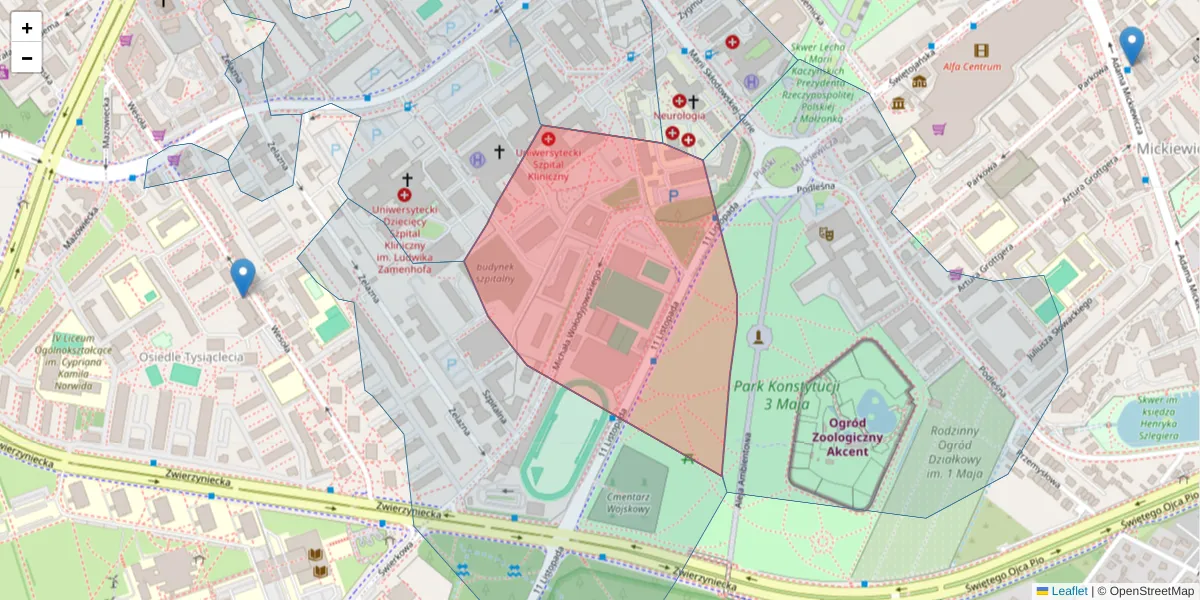 Szczegółowa mapa kodu pocztowego 15-272 z granicami, sąsiednimi kodami pocztowymi i urzędami pocztowymi