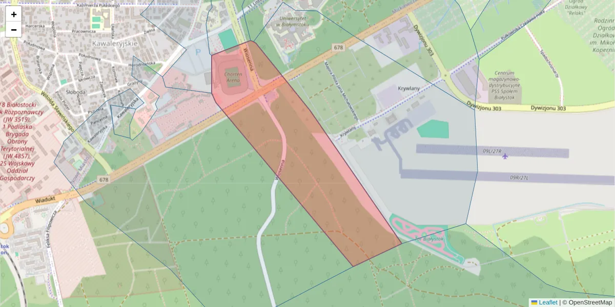 Szczegółowa mapa kodu pocztowego 15-323 z granicami, sąsiednimi kodami pocztowymi i urzędami pocztowymi