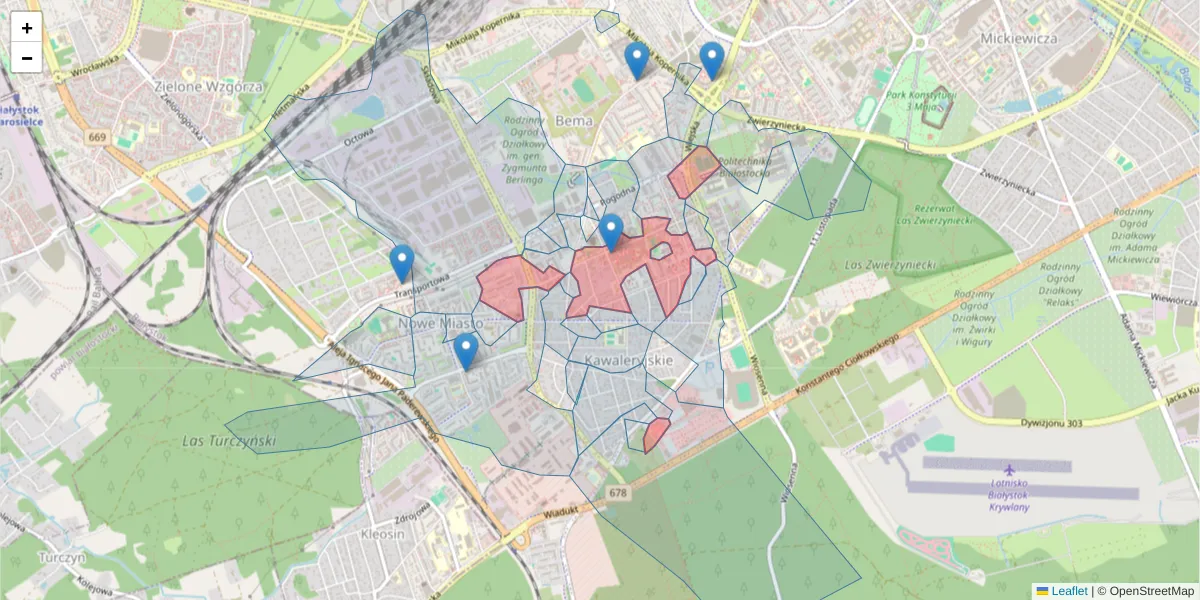Szczegółowa mapa kodu pocztowego 15-345 z granicami, sąsiednimi kodami pocztowymi i urzędami pocztowymi