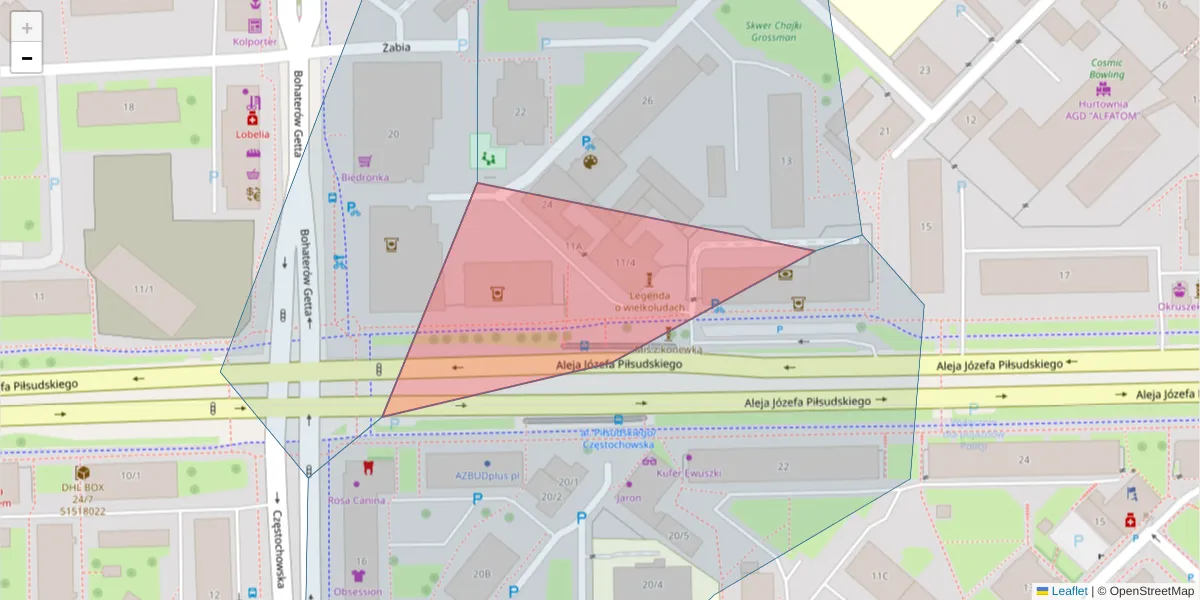 Szczegółowa mapa kodu pocztowego 15-443 z granicami, sąsiednimi kodami pocztowymi i urzędami pocztowymi