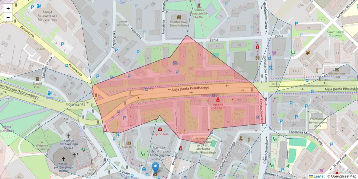 Szczegółowa mapa kodu pocztowego 15-445 z granicami, sąsiednimi kodami pocztowymi i urzędami pocztowymi