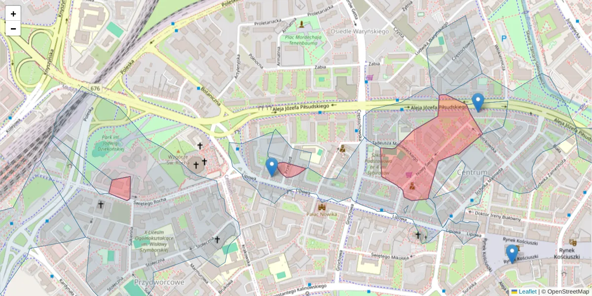 Szczegółowa mapa kodu pocztowego 15-453 z granicami, sąsiednimi kodami pocztowymi i urzędami pocztowymi
