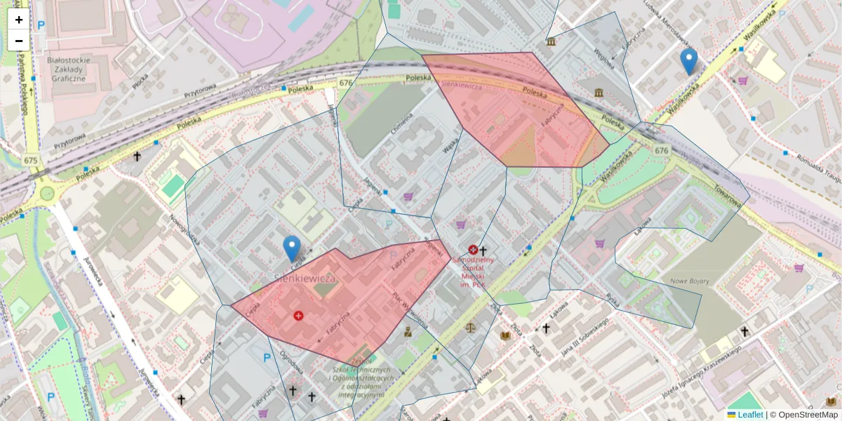 Szczegółowa mapa kodu pocztowego 15-482 z granicami, sąsiednimi kodami pocztowymi i urzędami pocztowymi