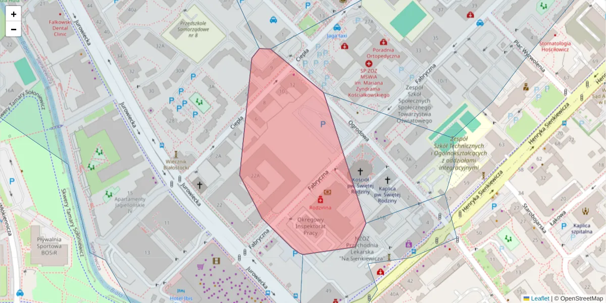 Szczegółowa mapa kodu pocztowego 15-483 z granicami, sąsiednimi kodami pocztowymi i urzędami pocztowymi