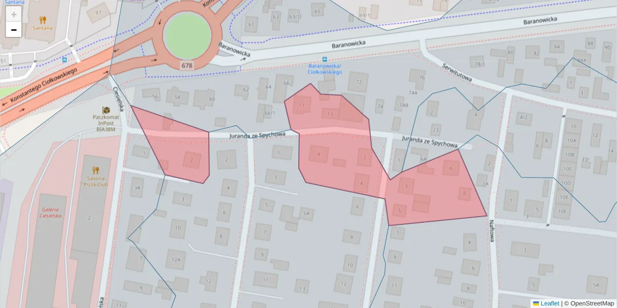 Szczegółowa mapa kodu pocztowego 15-541 z granicami, sąsiednimi kodami pocztowymi i urzędami pocztowymi