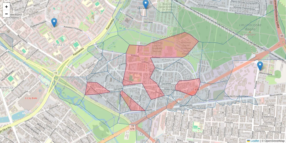 Szczegółowa mapa kodu pocztowego 15-548 z granicami, sąsiednimi kodami pocztowymi i urzędami pocztowymi