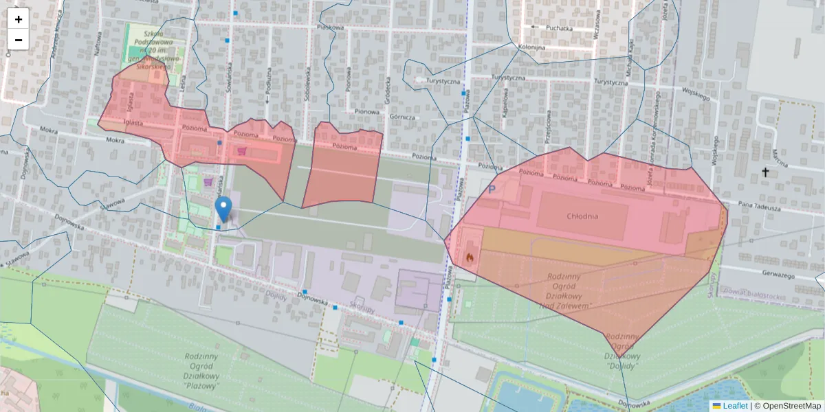 Szczegółowa mapa kodu pocztowego 15-558 z granicami, sąsiednimi kodami pocztowymi i urzędami pocztowymi