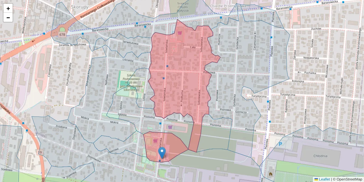 Szczegółowa mapa kodu pocztowego 15-560 z granicami, sąsiednimi kodami pocztowymi i urzędami pocztowymi