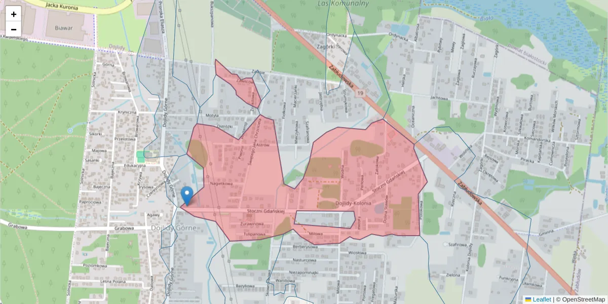 Szczegółowa mapa kodu pocztowego 15-571 z granicami, sąsiednimi kodami pocztowymi i urzędami pocztowymi