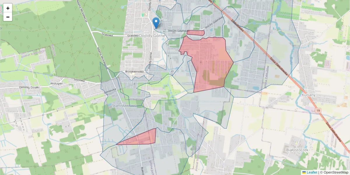 Szczegółowa mapa kodu pocztowego 15-591 z granicami, sąsiednimi kodami pocztowymi i urzędami pocztowymi