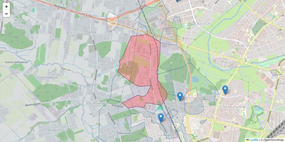 Szczegółowa mapa kodu pocztowego 15-620 z granicami, sąsiednimi kodami pocztowymi i urzędami pocztowymi