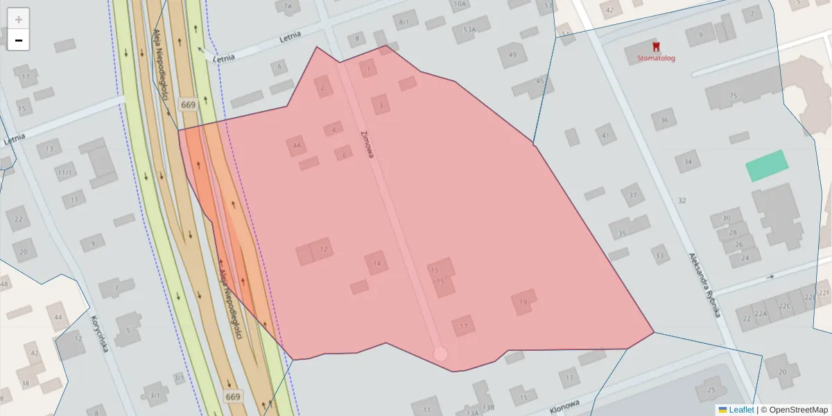Szczegółowa mapa kodu pocztowego 15-652 z granicami, sąsiednimi kodami pocztowymi i urzędami pocztowymi
