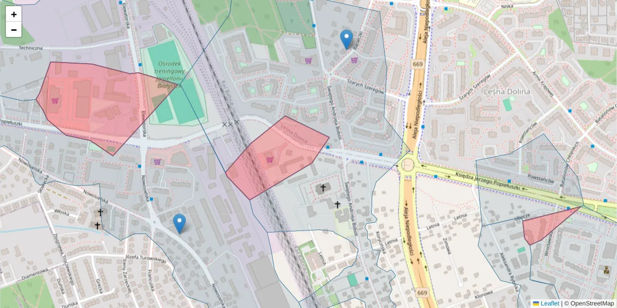 Szczegółowa mapa kodu pocztowego 15-657 z granicami, sąsiednimi kodami pocztowymi i urzędami pocztowymi