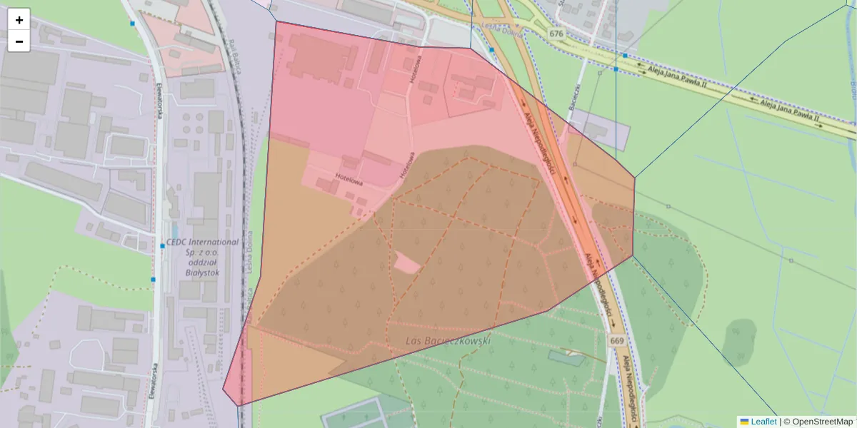 Szczegółowa mapa kodu pocztowego 15-659 z granicami, sąsiednimi kodami pocztowymi i urzędami pocztowymi