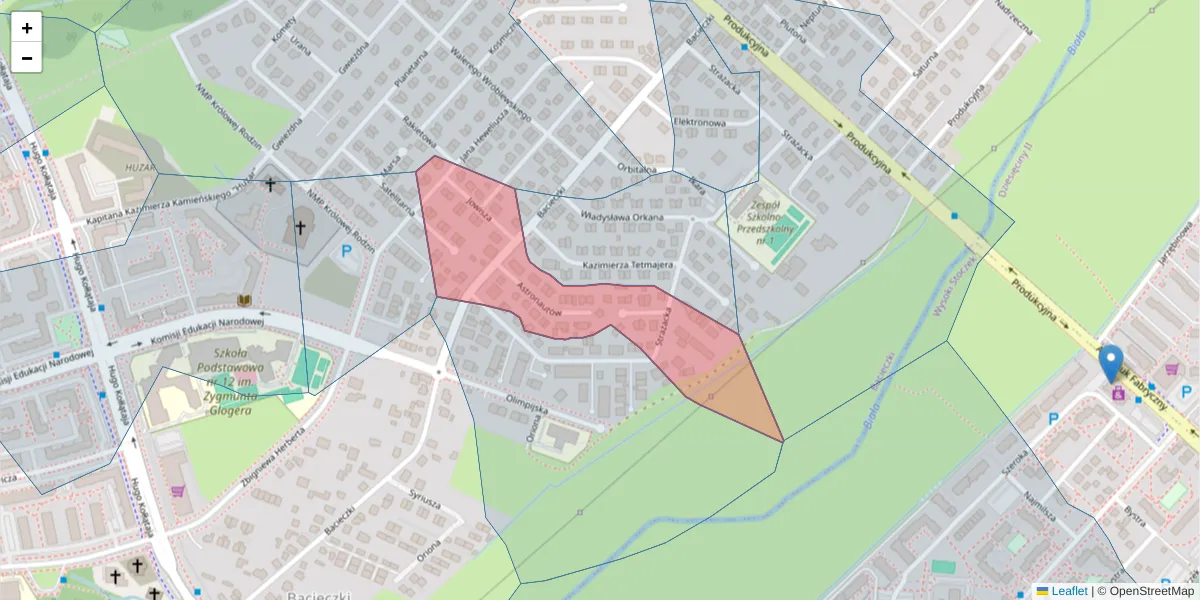 Szczegółowa mapa kodu pocztowego 15-686 z granicami, sąsiednimi kodami pocztowymi i urzędami pocztowymi