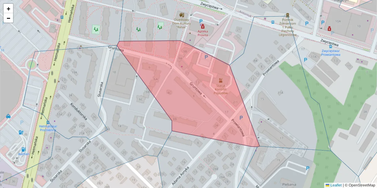 Szczegółowa mapa kodu pocztowego 15-706 z granicami, sąsiednimi kodami pocztowymi i urzędami pocztowymi