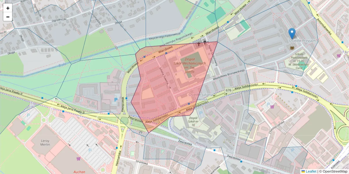 Szczegółowa mapa kodu pocztowego 15-746 z granicami, sąsiednimi kodami pocztowymi i urzędami pocztowymi