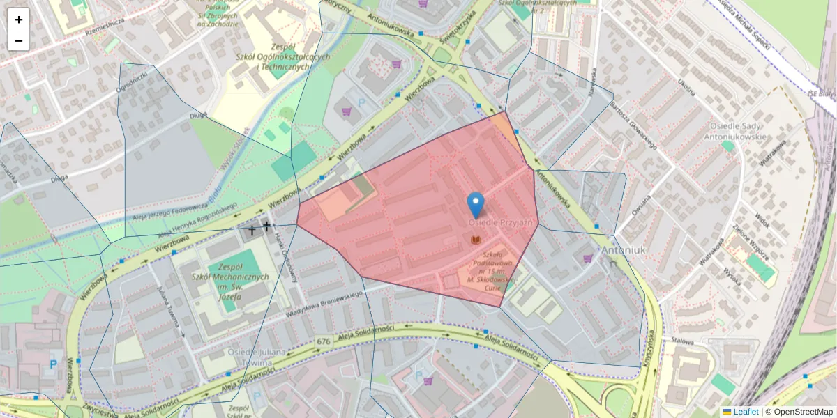 Szczegółowa mapa kodu pocztowego 15-748 z granicami, sąsiednimi kodami pocztowymi i urzędami pocztowymi