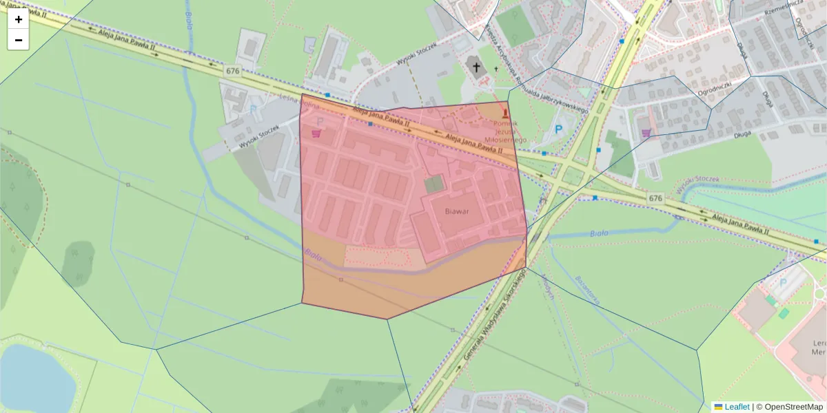 Szczegółowa mapa kodu pocztowego 15-753 z granicami, sąsiednimi kodami pocztowymi i urzędami pocztowymi