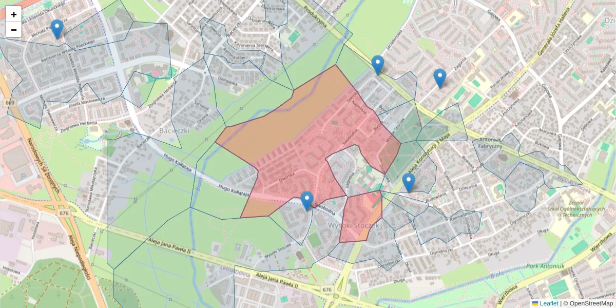 Szczegółowa mapa kodu pocztowego 15-756 z granicami, sąsiednimi kodami pocztowymi i urzędami pocztowymi