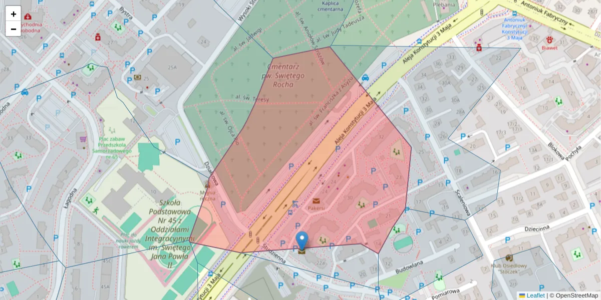 Szczegółowa mapa kodu pocztowego 15-776 z granicami, sąsiednimi kodami pocztowymi i urzędami pocztowymi