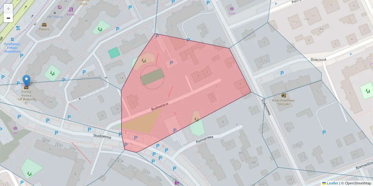 Szczegółowa mapa kodu pocztowego 15-782 z granicami, sąsiednimi kodami pocztowymi i urzędami pocztowymi