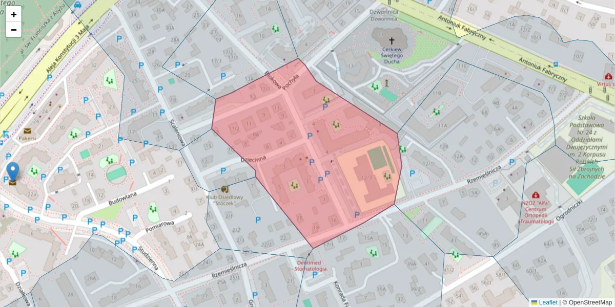 Szczegółowa mapa kodu pocztowego 15-790 z granicami, sąsiednimi kodami pocztowymi i urzędami pocztowymi