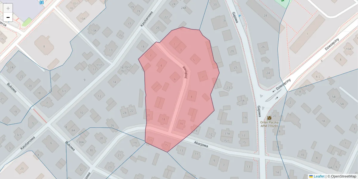 Szczegółowa mapa kodu pocztowego 15-805 z granicami, sąsiednimi kodami pocztowymi i urzędami pocztowymi
